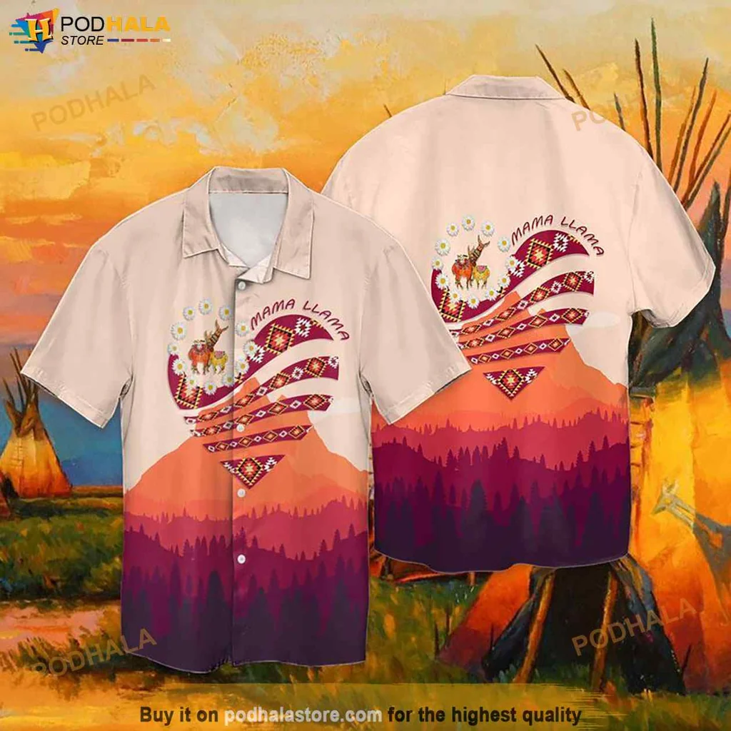 Playful Llama Tropical Hawaiian Shirt, Funny Vacation Outfit For Men