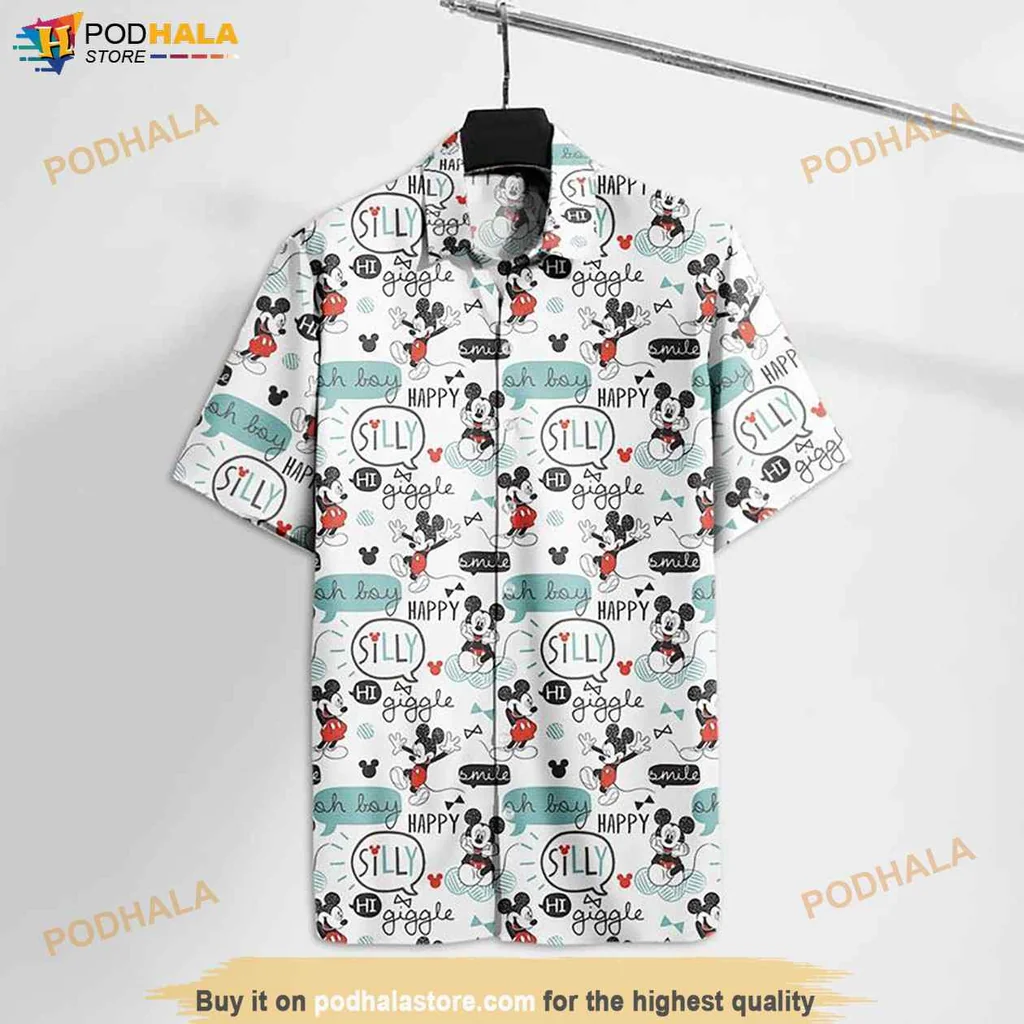 Playful Mickey Mouse Hawaiian Shirt, Funny Tropical Design For Disney Fans
