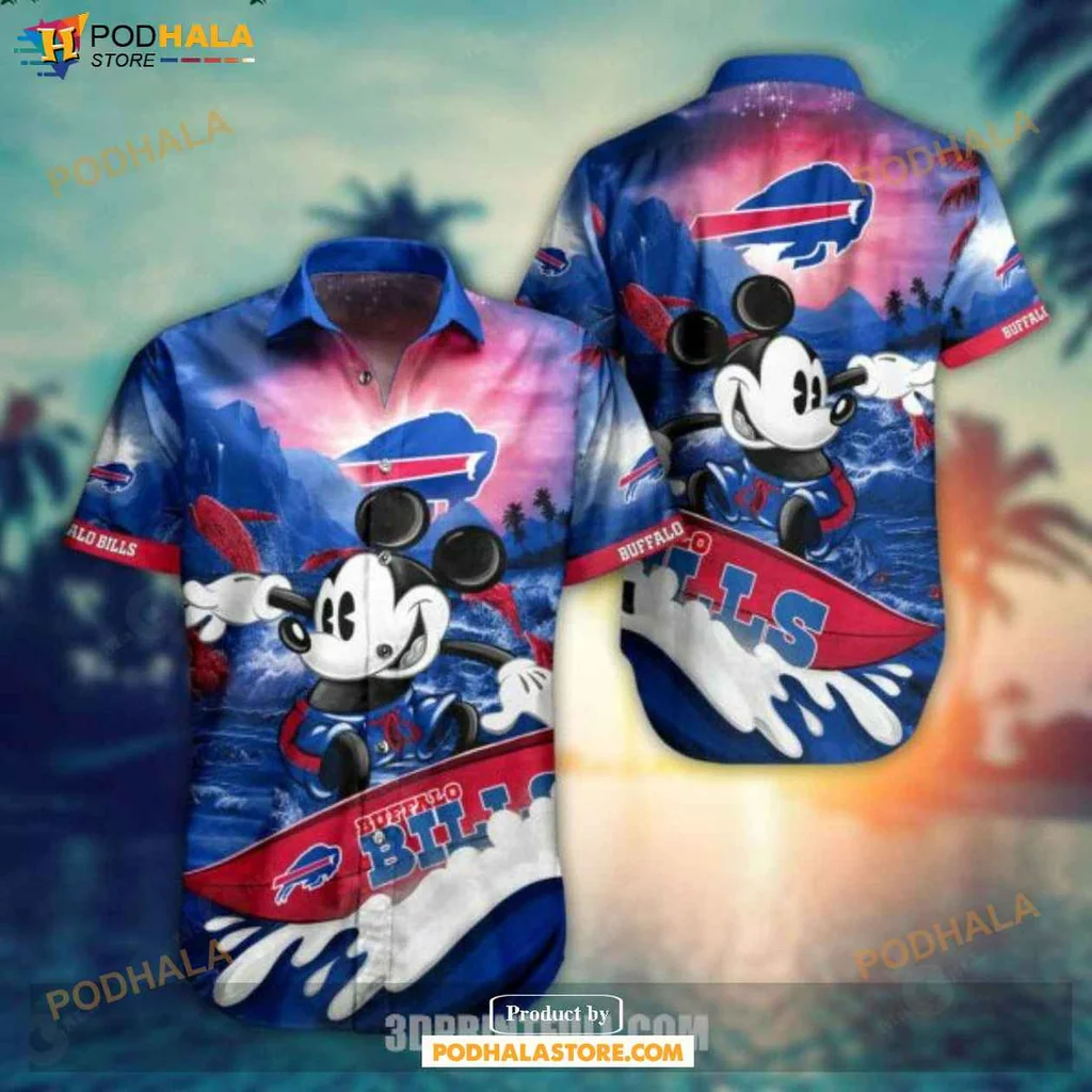 Playful Mouse Character Hawaiian Shirt, Buffalo Bills Summer Design With Vibrant Colors