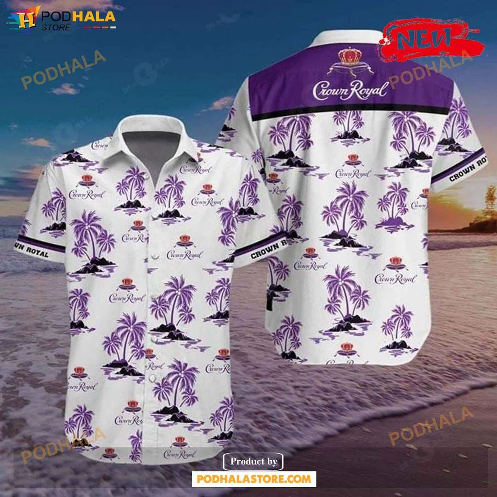 Playful Palm Tree Aloha Shirt, Purple Coconut Tree Beach Design Shirt