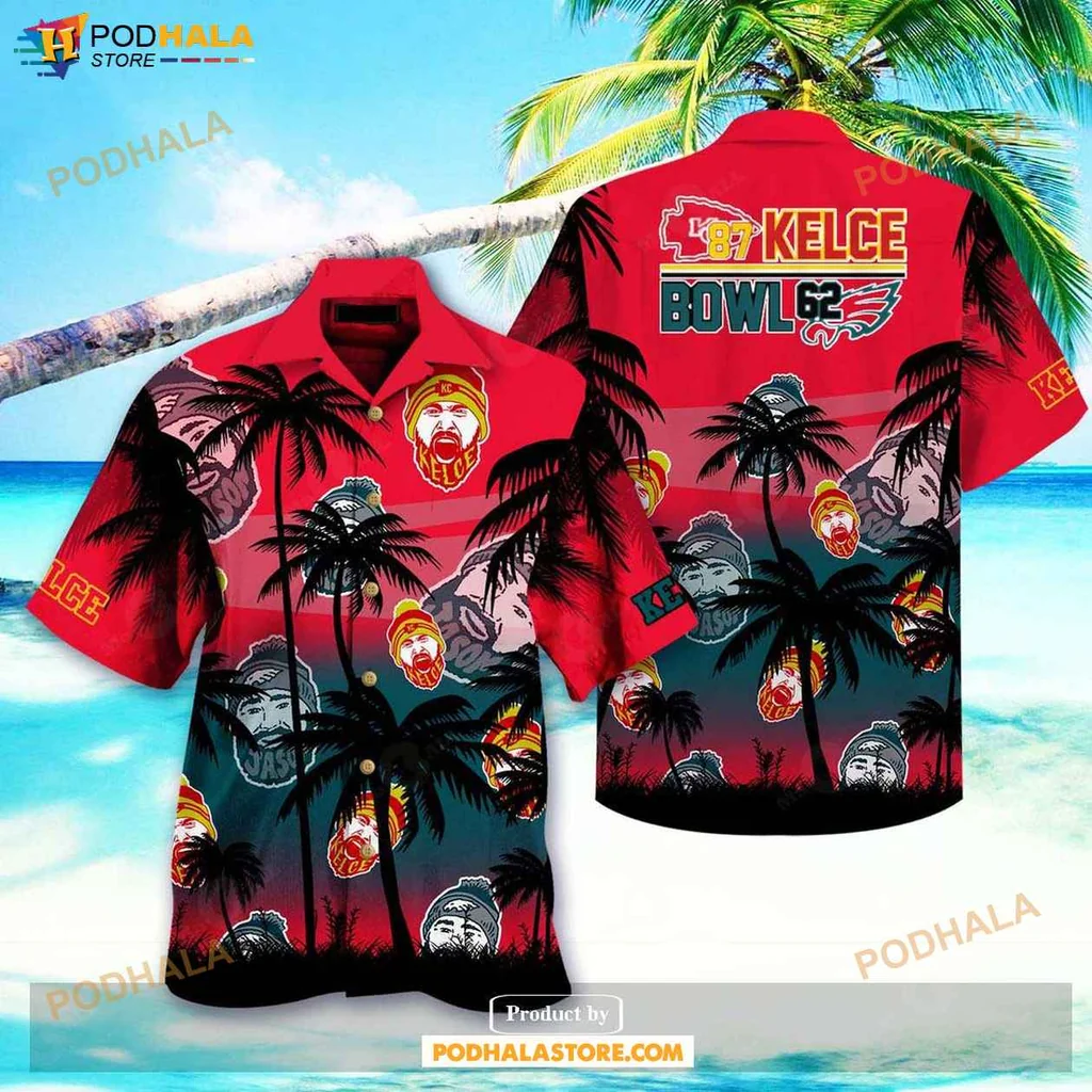 Playful Palm Trees Hawaiian Shirt, Kansas City Chiefs Football Team Design