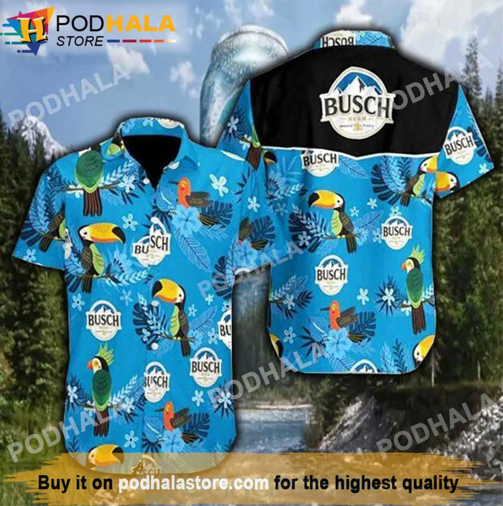 Playful Parrots Beer Hawaiian Shirt, Busch Light Tropical Design For Beer Lovers