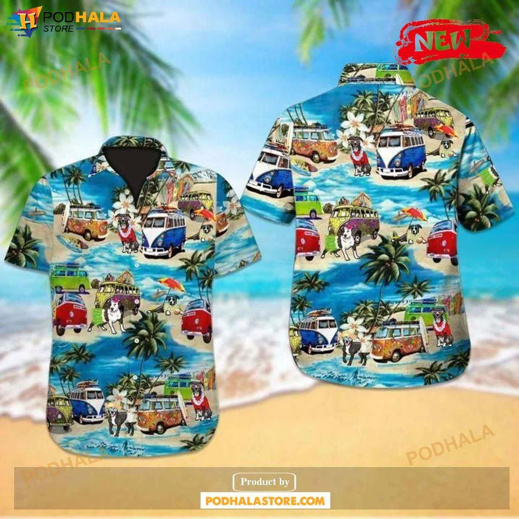 Playful Pitbull Aloha Shirt, Tropical Summer Shirt For Beach Lovers And Pet Enthusiasts