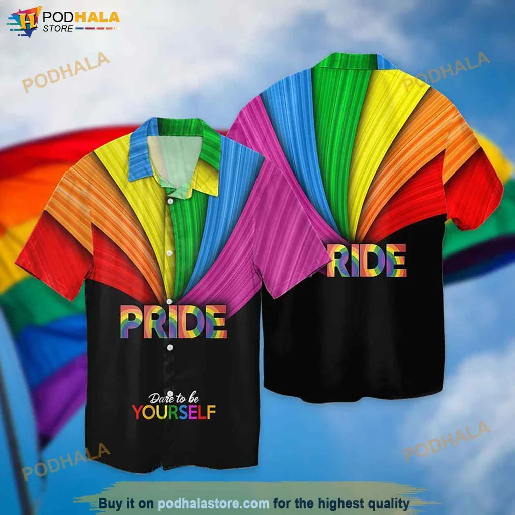 Playful Pride Lover Hawaiian Shirt, Dare To Be Yourself Rainbow Design
