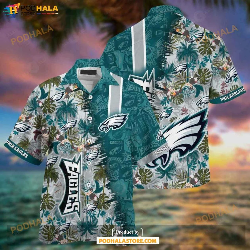 Playful Proud Eagles Hawaiian Shirt, Vibrant Philadelphia Eagles Tropical Design