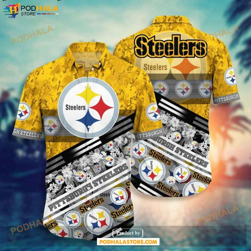 Playful Proud Steelers Hawaiian Shirt, Vibrant Floral Design For Fans