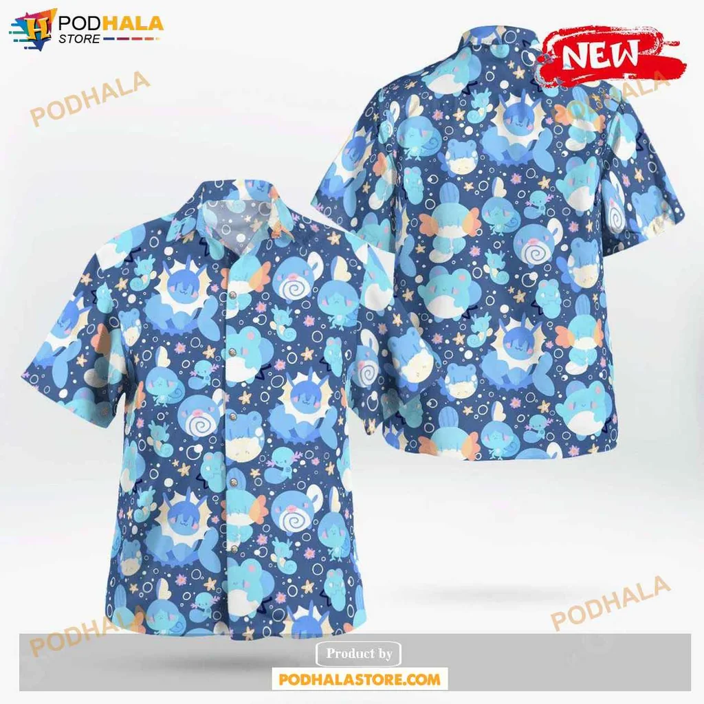 Playful Sea Creatures Aloha Shirt, Vibrant Tropical Design For Beach Lovers