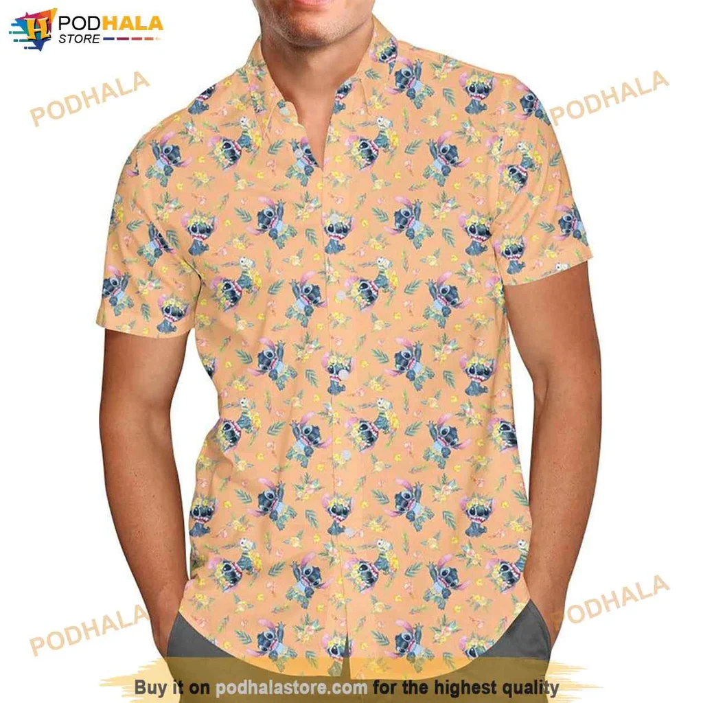 Playful Stitch Hawaiian Shirt With Vibrant Tropical Lilo And Stitch Design