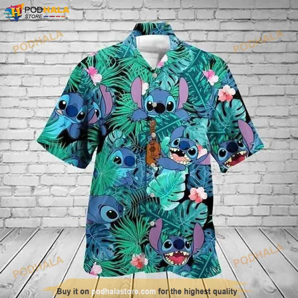 Playful Stitch Lover Hawaiian Shirt, Vibrant Tropical Design For Men
