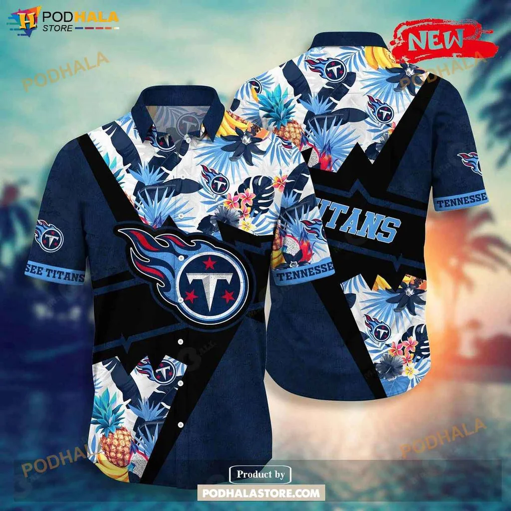 Playful Titans Aloha Shirt, Personalized Tennessee Titans Floral Black Summer Shirt