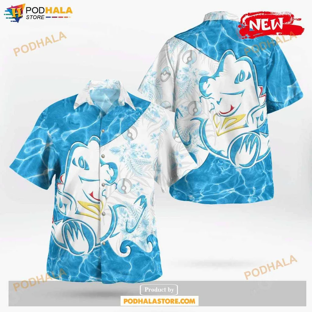 Playful Totodile Aloha Shirt, Vibrant Tropical Design For Summer Fun
