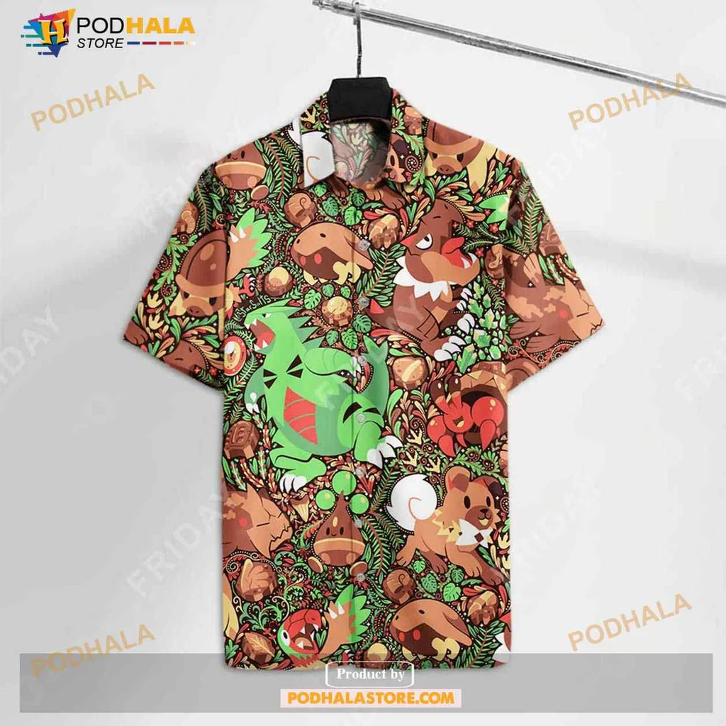 Pokemon Aloha Shirt Featuring Vibrant Characters And Tropical Design