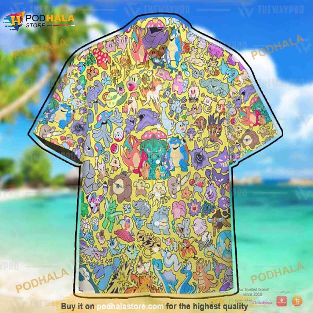 Pokemon Characters Aloha Shirt With Colorful All Over Print