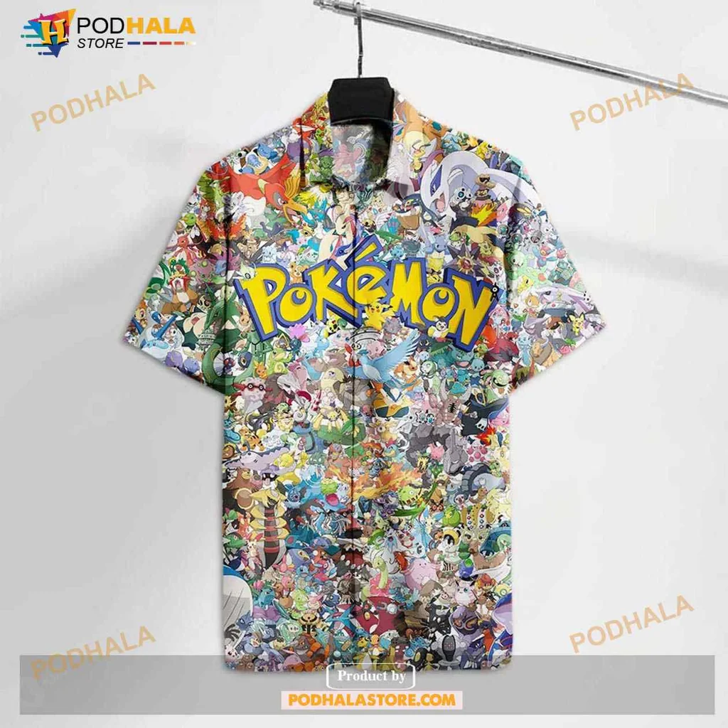 Pokemon Characters Hawaiian Shirt With Colorful All Over Print