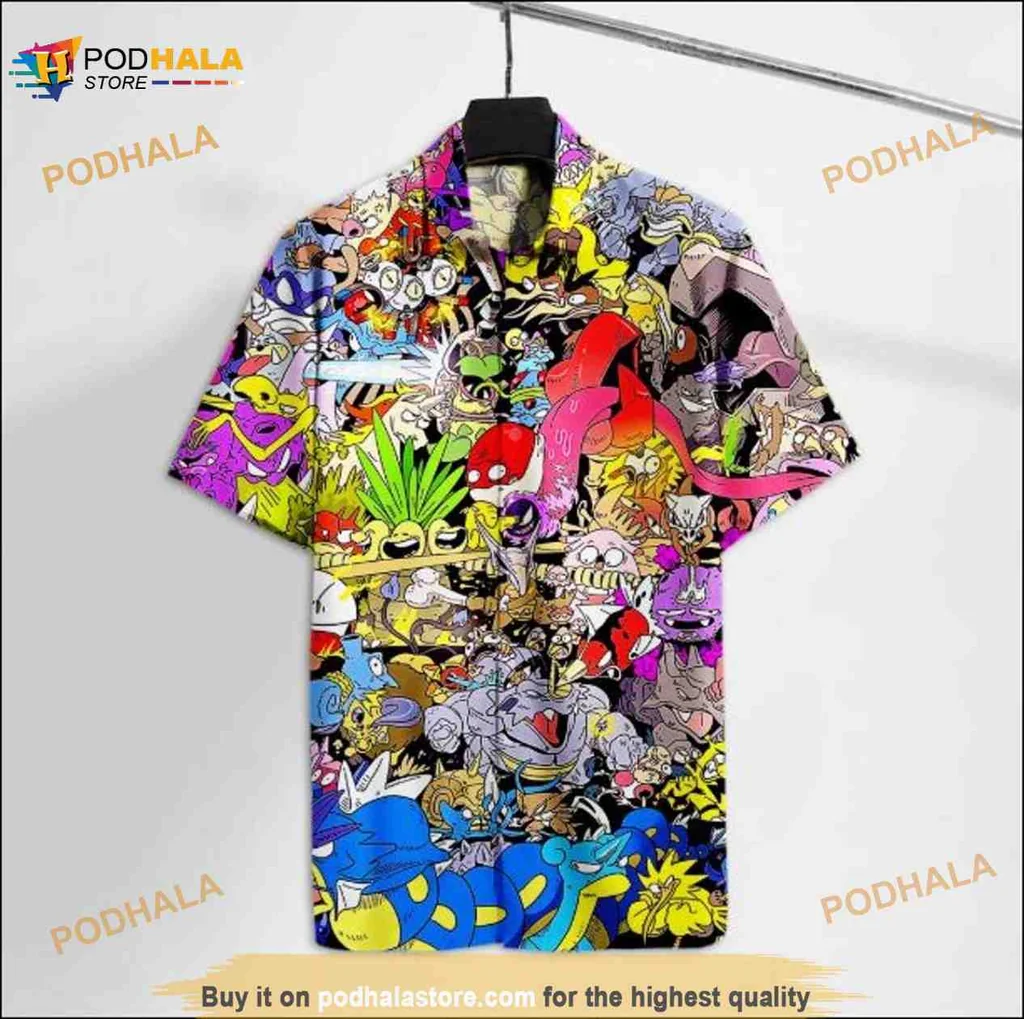 Pokemon Characters Hawaiian Shirt With Vibrant All Over Print