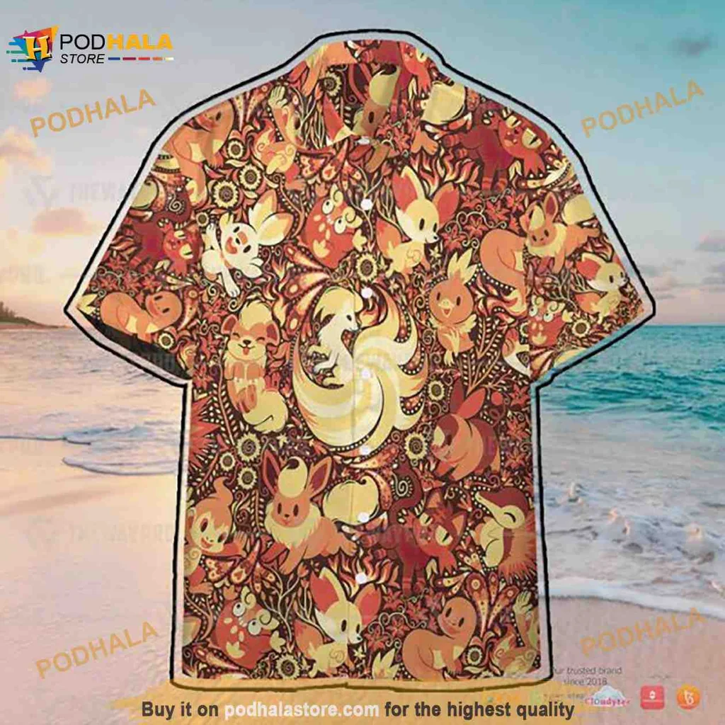 Pokemon Dragon Aloha Shirt With Colorful Characters And Tropical Vibes