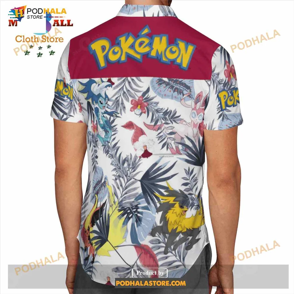 Pokemon Eevee Aloha Aloha Shirt With Tropical Design And Evolutions Pokemon Eevee Aloha Aloha Shirt With Tropical Design And Evolutions