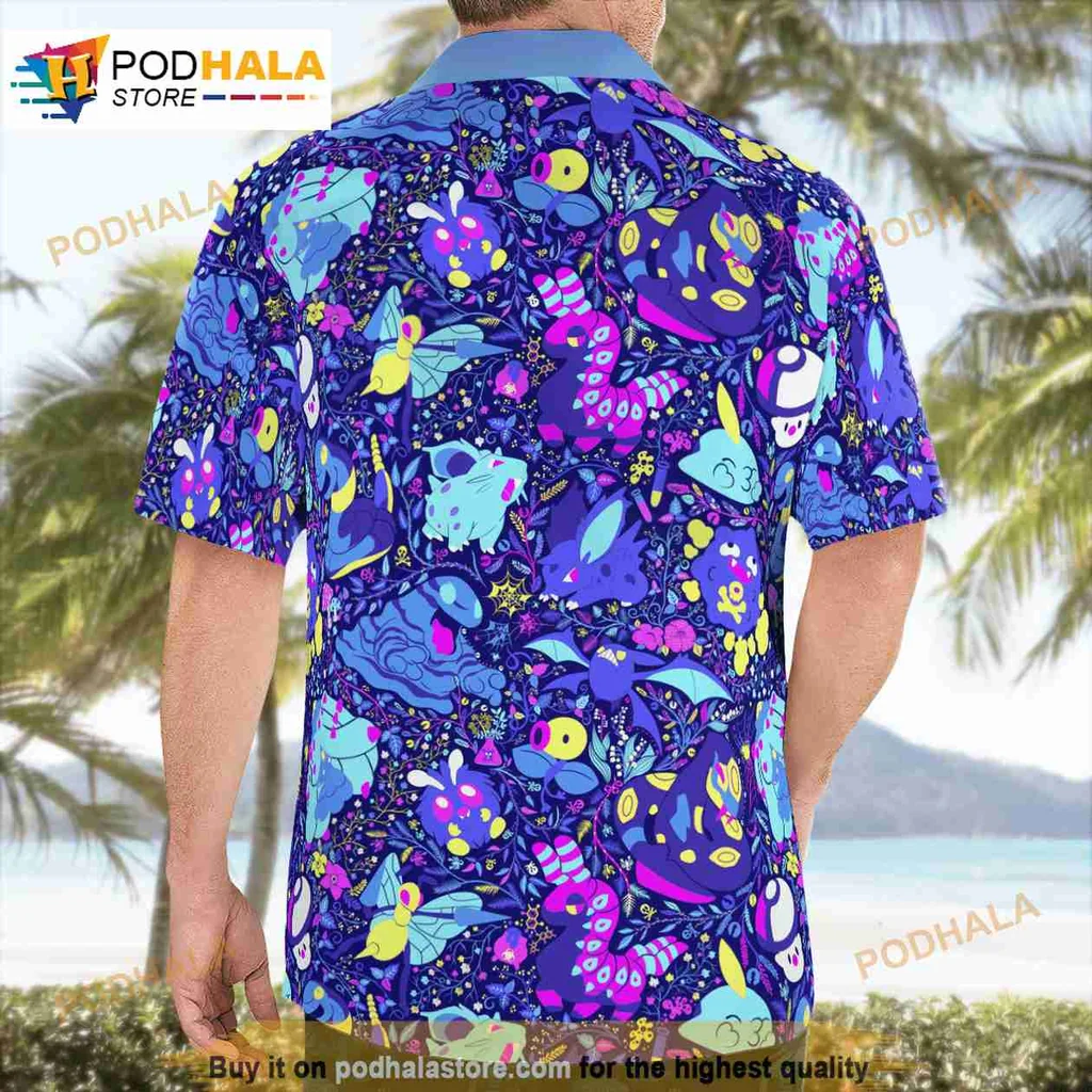Pokemon Ghost Tropical Tropical Shirt With Colorful Cartoon Design Pokemon Ghost Tropical Tropical Shirt With Colorful Cartoon Design