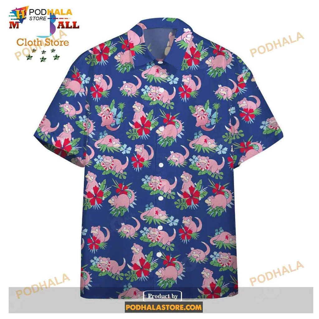 Pokemon Slowpoke Tropical Hawaiian Shirt With Playful Design