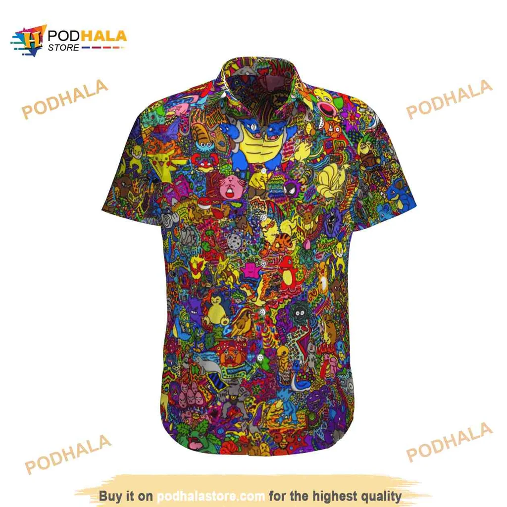 Pokemon Tropical Beach Hawaiian Shirt Featuring Pikachu And Friends