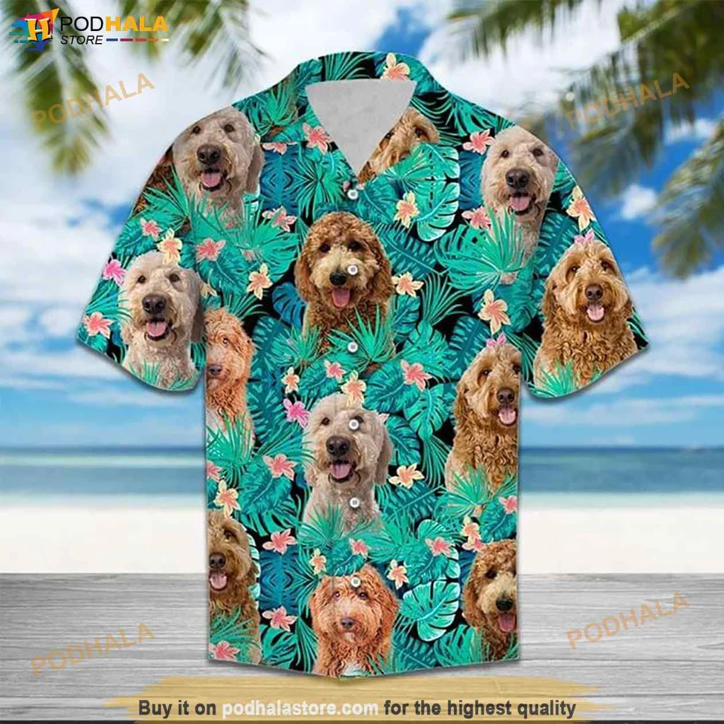Poodle Dog Aloha Shirt With Tropical Design And Playful Poodles