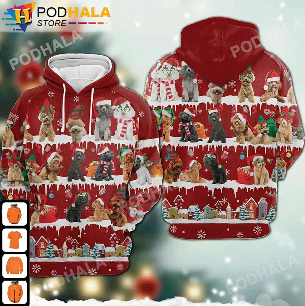 Poodle Dog Christmas 3d Hoodie With Festive Holiday Design