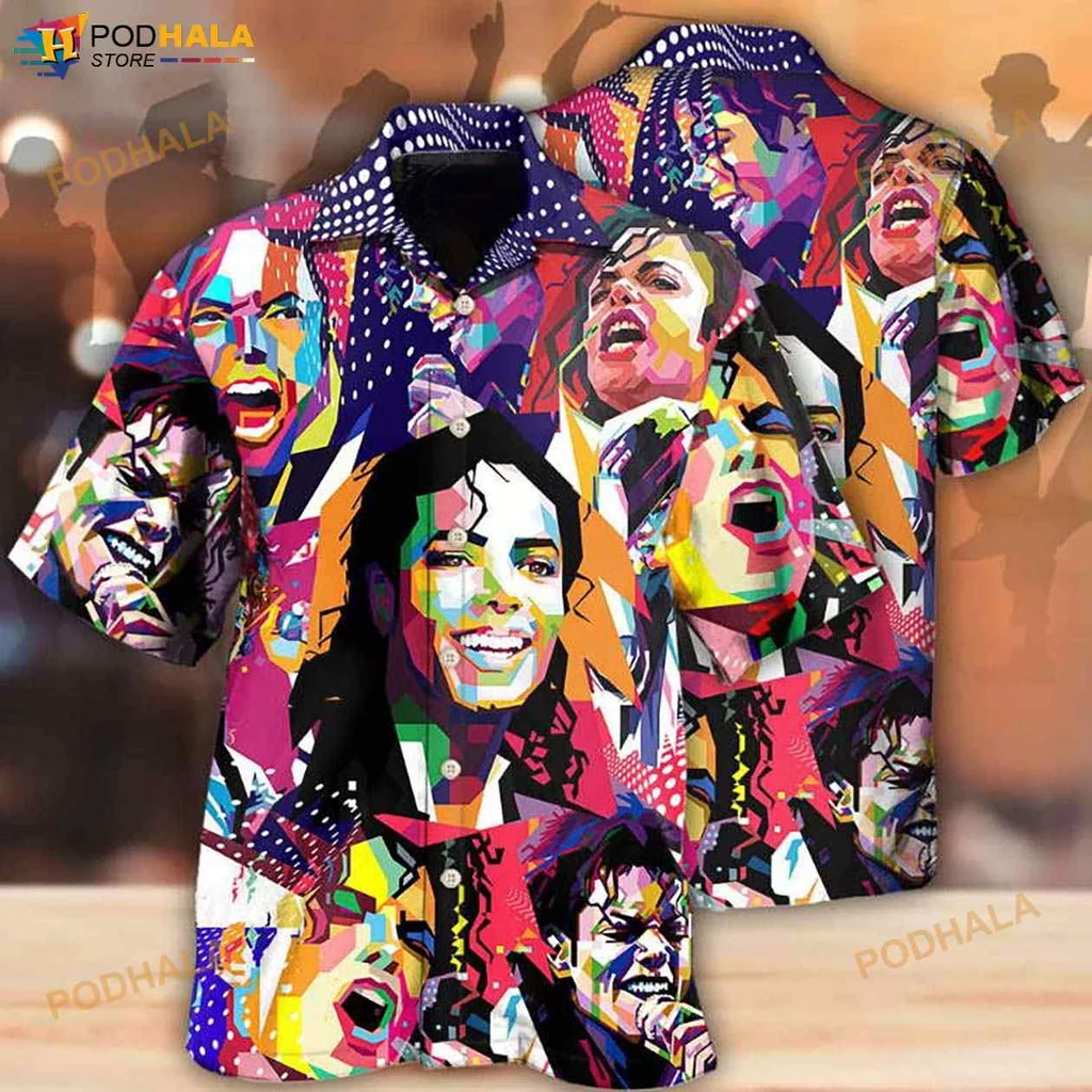 Pop Art Singer Hawaiian Shirt With Vibrant Colorful Design