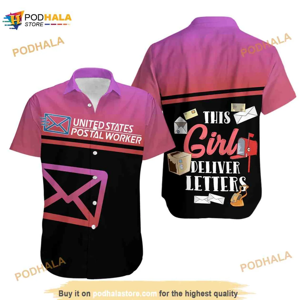 Postal Worker Hawaiian Shirt This Girl Deliver Letters Design