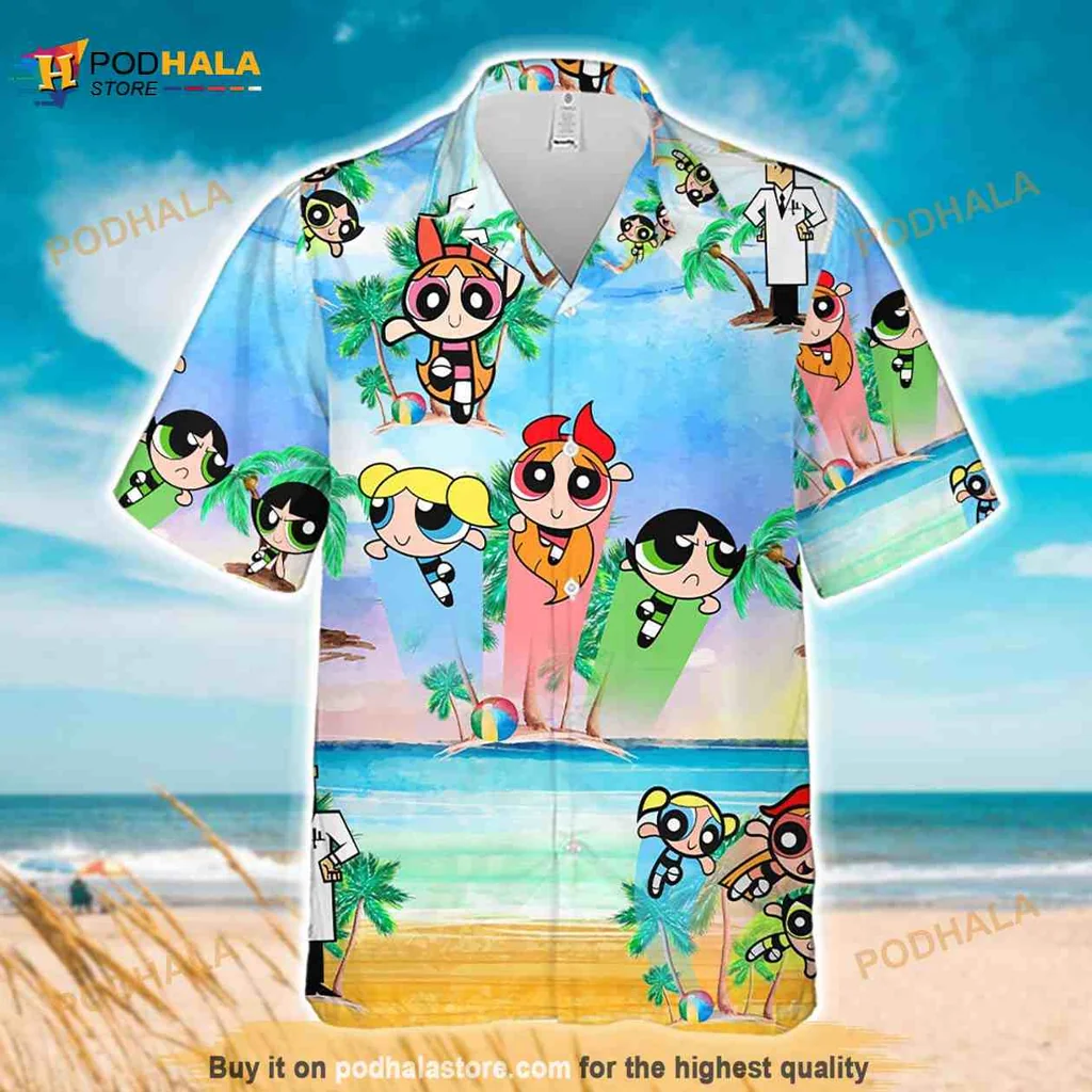 Powerpuff Girls Hawaiian Shirt, Colorful Beach Family Shirt