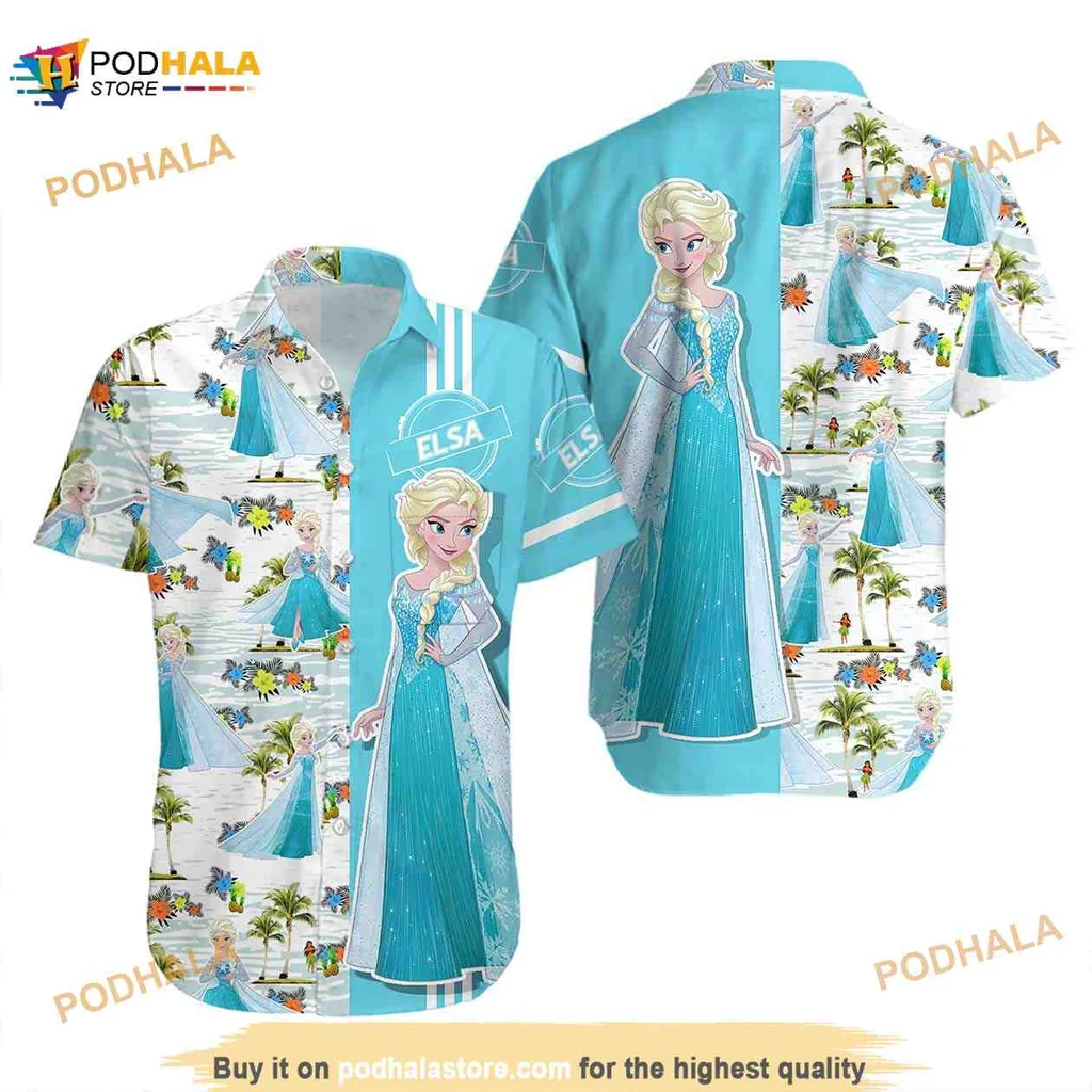 Princess Character Tropical Hawaiian Shirt With Floral Design