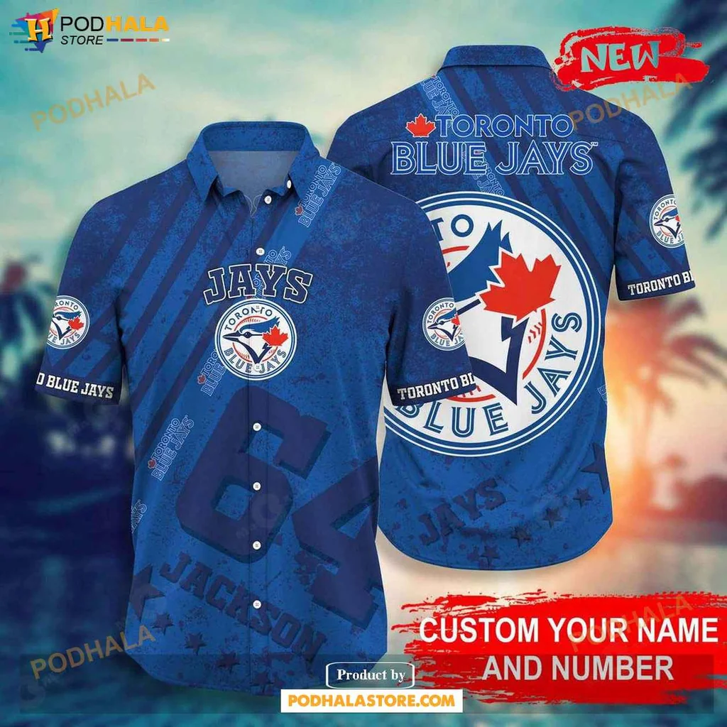 Proud Blue Jays Fan Hawaiian Shirt, Vibrant Blue Design With Team Logo And Name