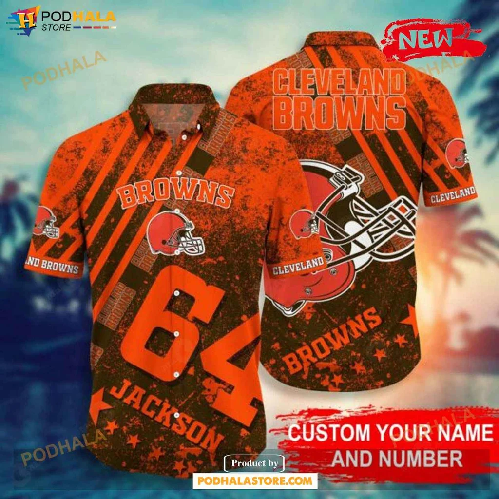 Proud Browns Fan Hawaiian Shirt, Personalized 64 Jackson Design For Summer Fun