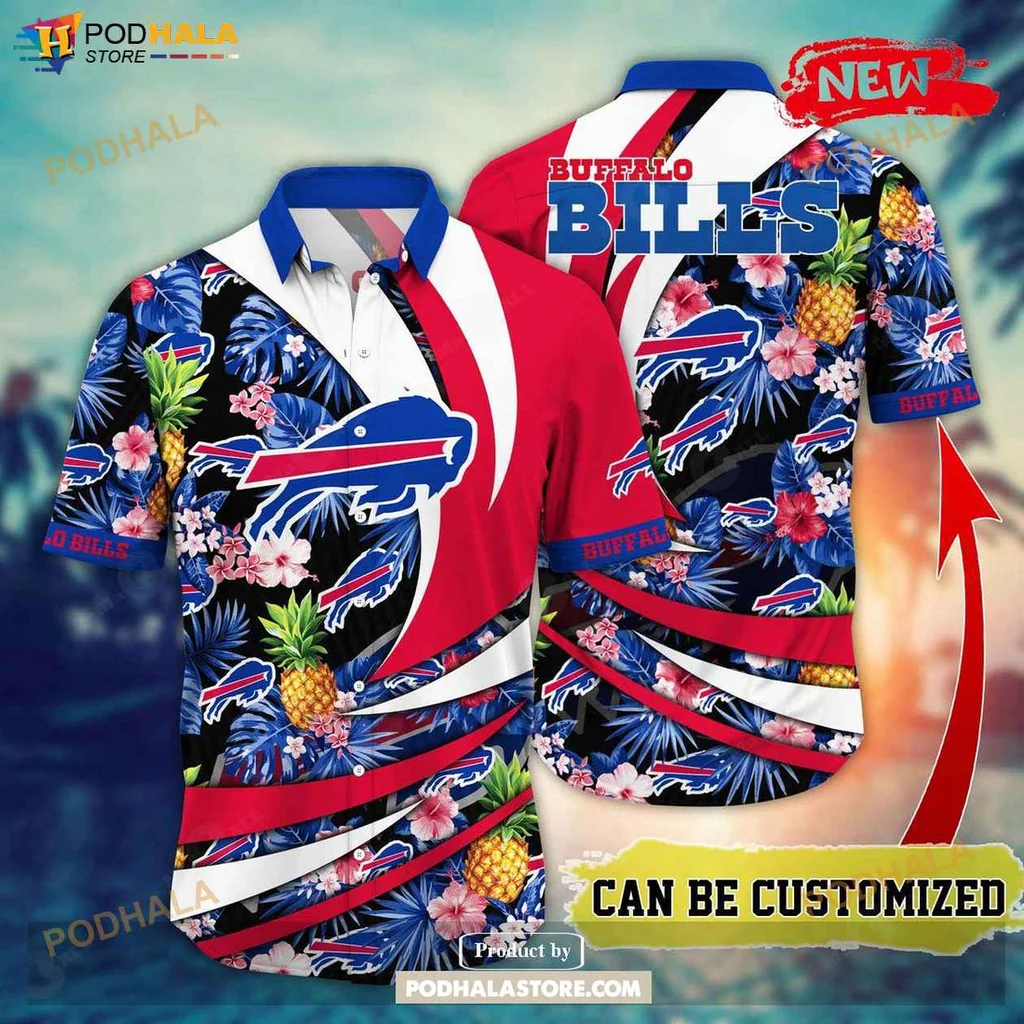 Proud Buffalo Bills Aloha Shirt, Vibrant Red And Blue Nfl Shirt With Tropical Design