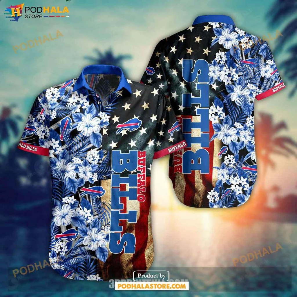 Proud Buffalo Bills Hawaiian Shirt, Vibrant Floral Design With Team Colors