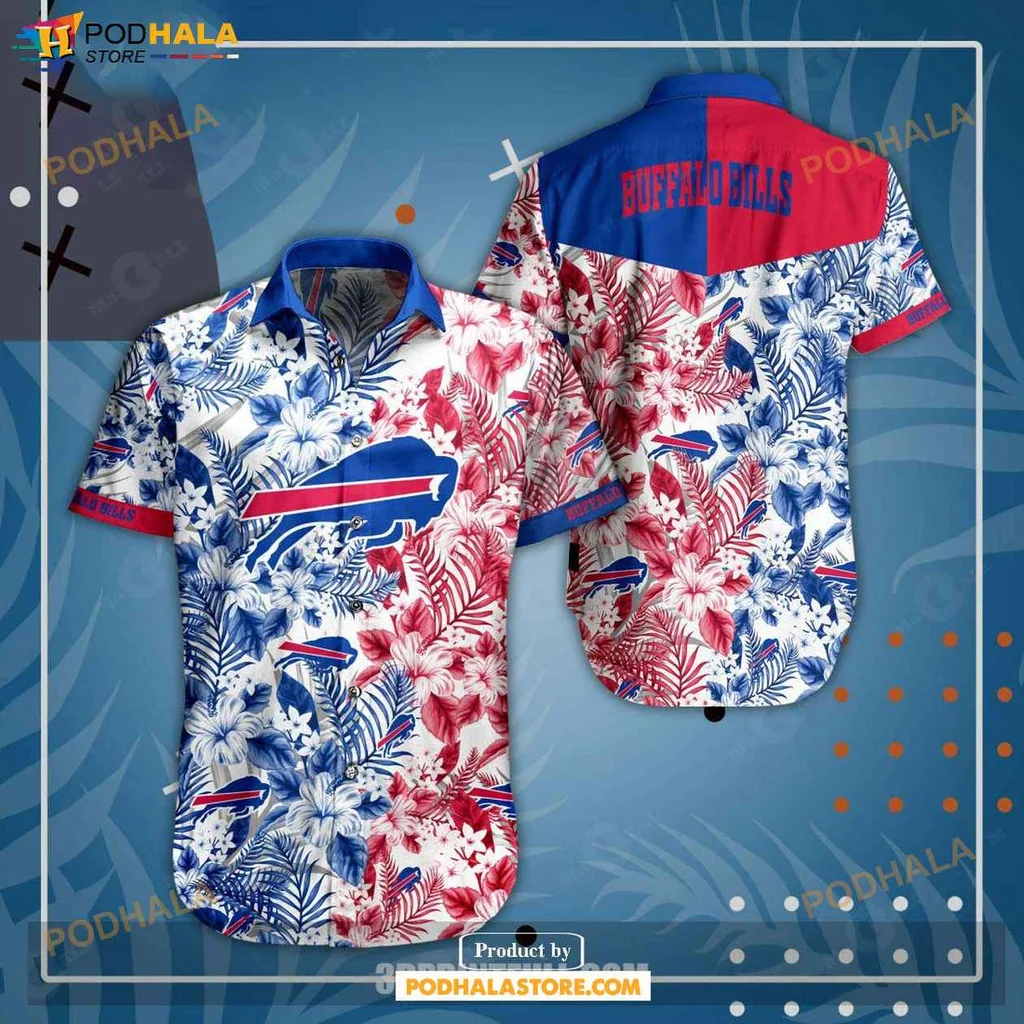 Proud Buffalo Bills Hawaiian Shirt, Vibrant Tropical Design With Palm Leaves And Flowers