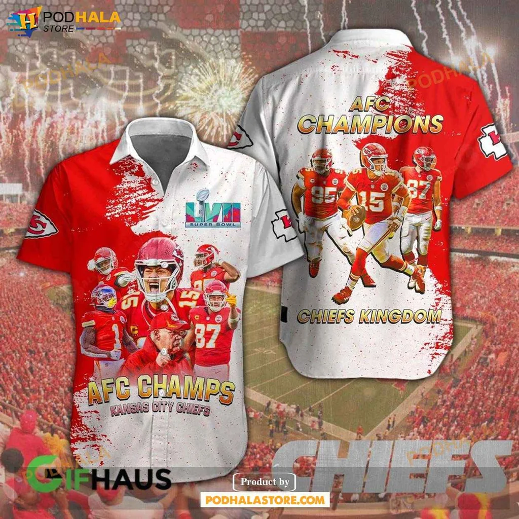 Proud Chiefs Kingdom Hawaiian Shirt, Afc Champs Kansas City Chiefs Shirt