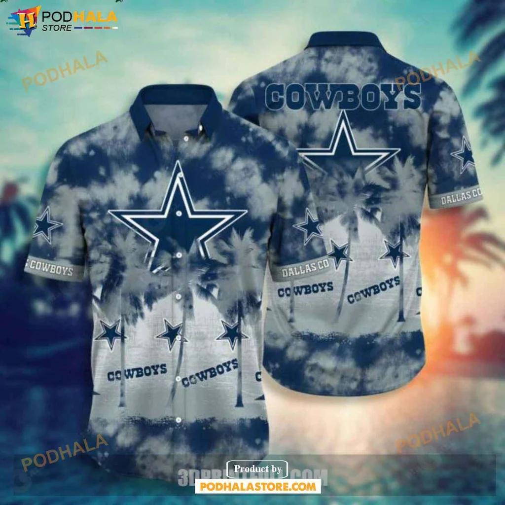 Proud Dallas Cowboys Hawaiian Shirt With Large Star Emblem And Tie Dye Design