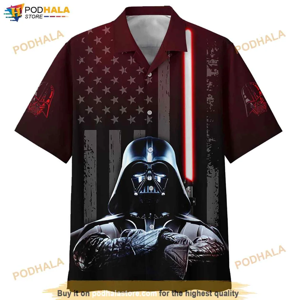 Proud Darth Vader Hawaiian Shirt, American Flag Design For Star Wars Fans
