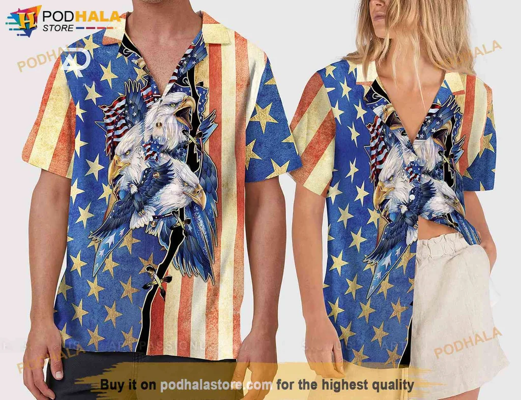 Proud Eagle Tropical Shirt, Patriotic American Flag Design Shirt Proud Eagle Tropical Shirt, Patriotic American Flag Design Shirt