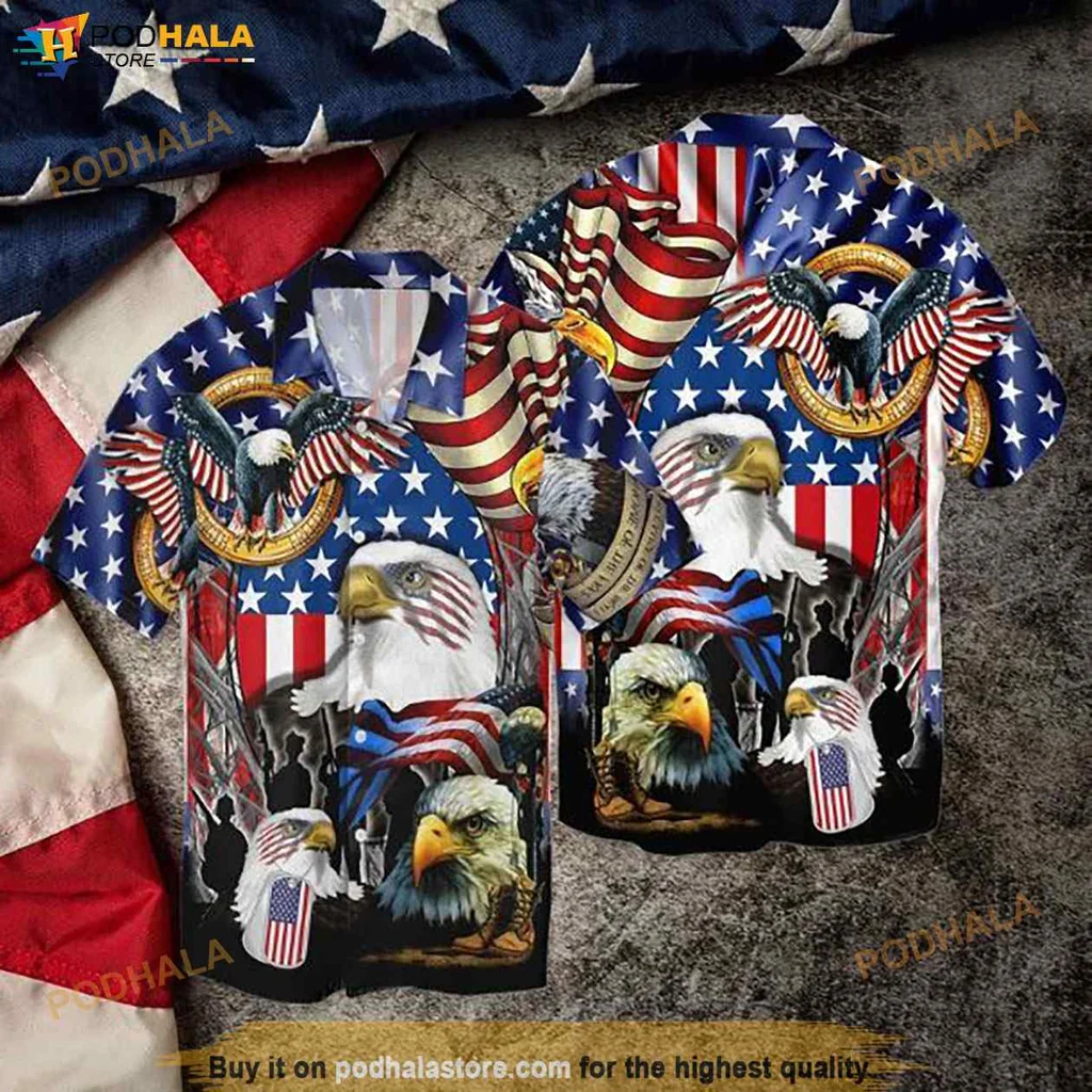 Proud Eagle Lover Hawaiian Shirt, Funny Memorial Day Design For Veterans