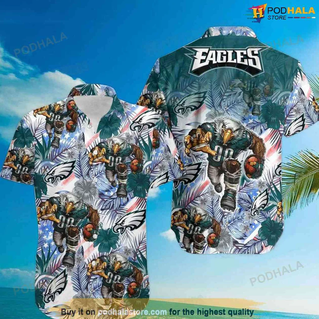 Proud Eagle Tropical Hawaiian Shirt, Vibrant Eagles Design For Fans