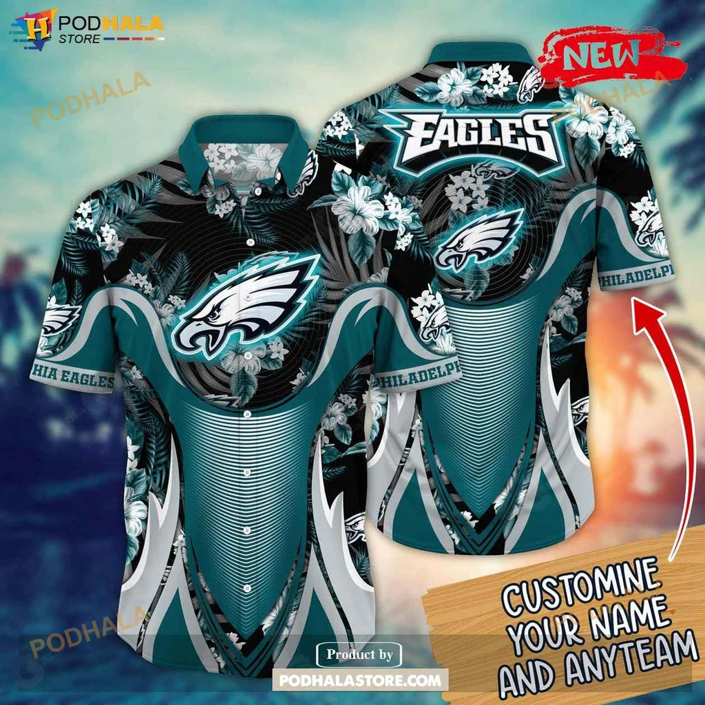 Proud Eagles Aloha Shirt, Personalized Philadelphia Eagles Floral Summer Shirt