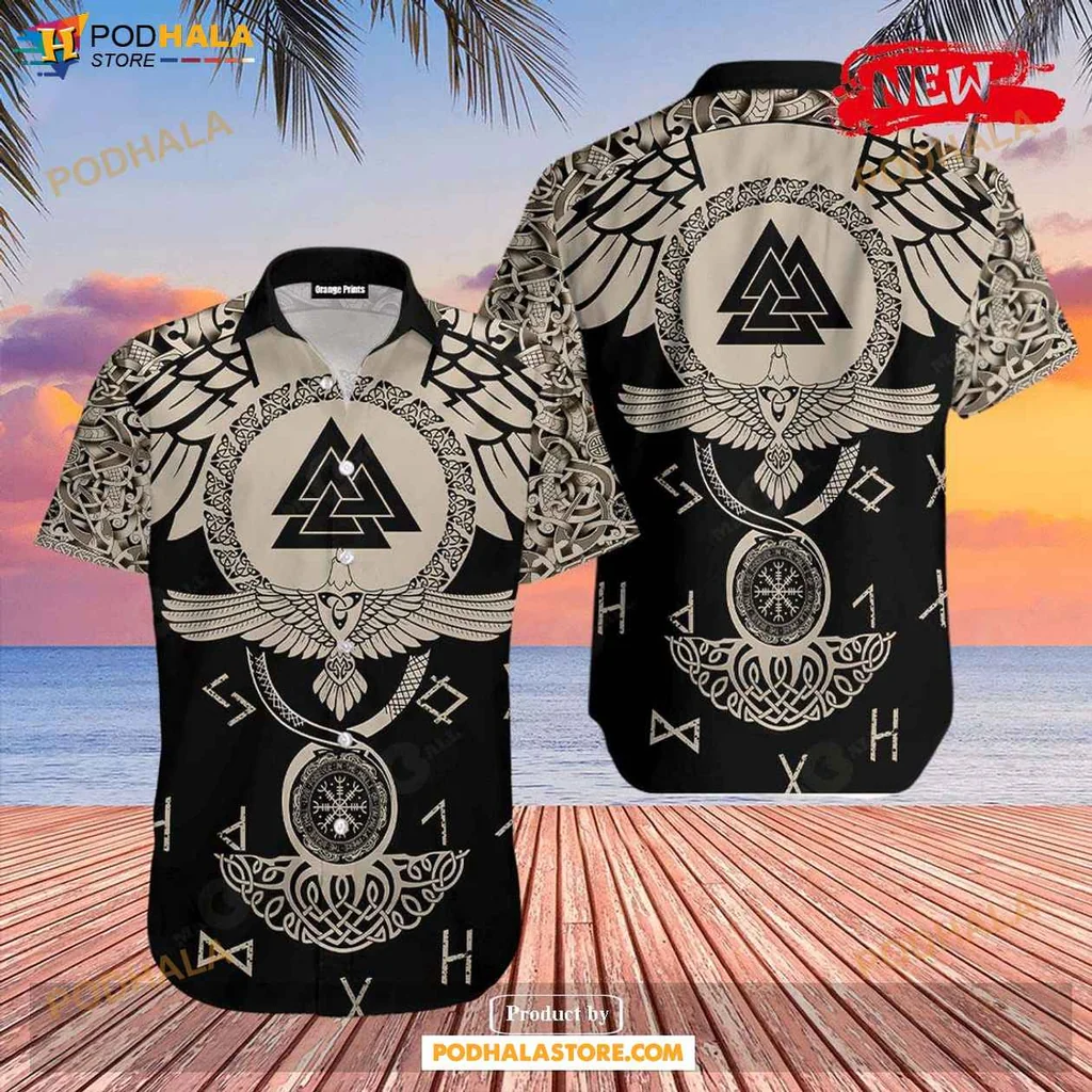 Proud Norse Emblem Hawaiian Shirt, Bold Viking Design For Summer Outings