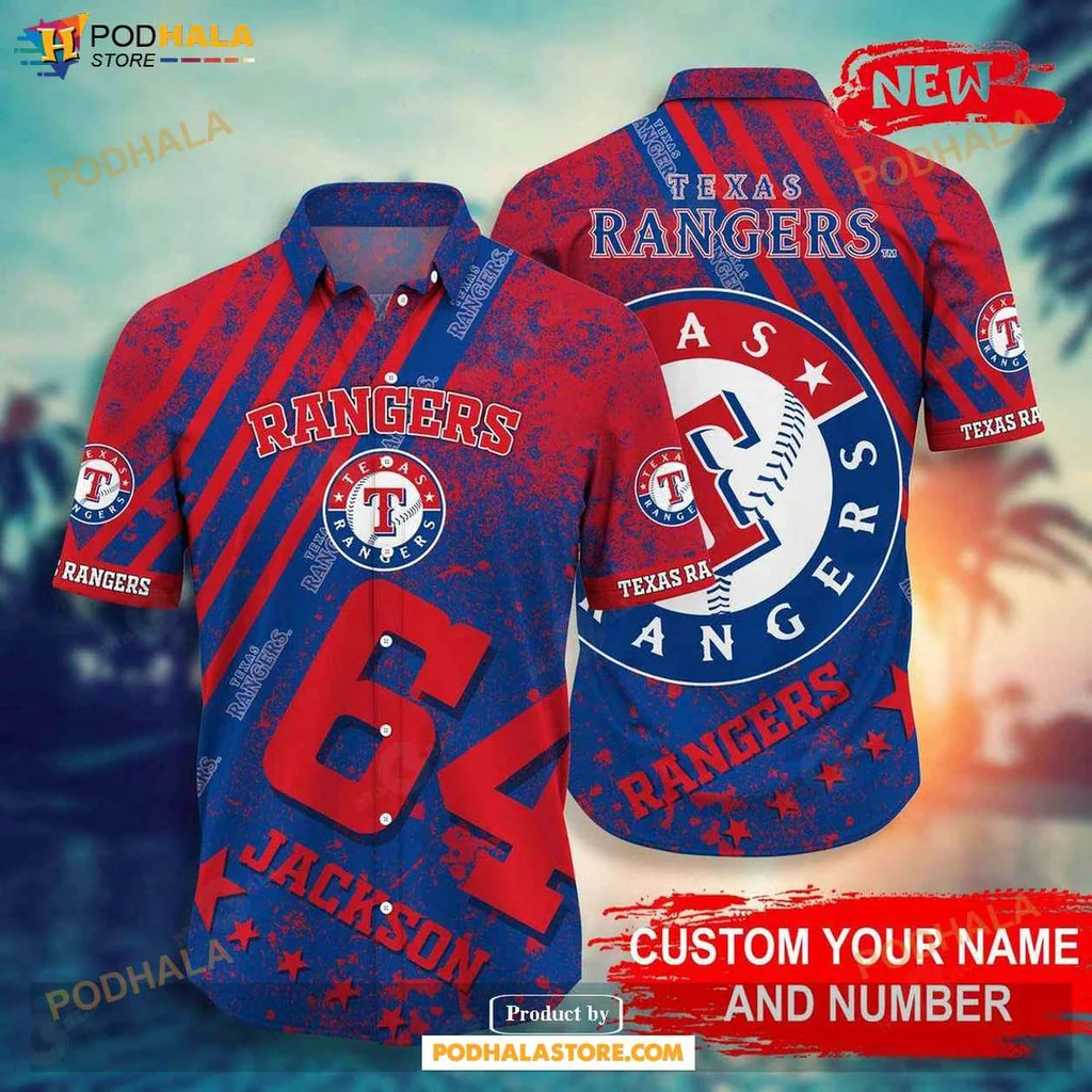 Proud Rangers Fan Hawaiian Shirt, Vibrant Texas Rangers Summer Shirt With Baseball Graphic