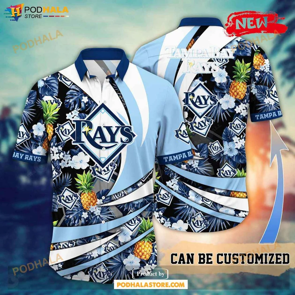 Proud Rays Aloha Shirt, Vibrant Tampa Bay Rays Floral Pineapple Summer Shirt
