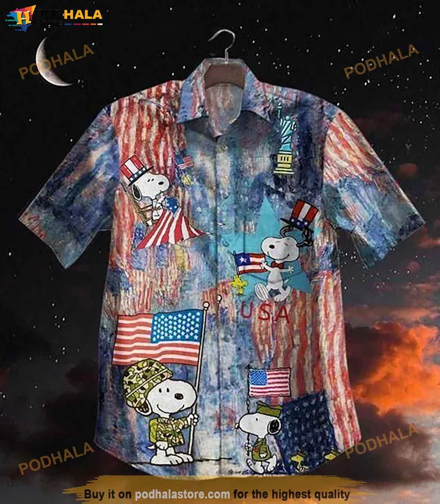 Proud Snoopy Patriotic Hawaiian Shirt Featuring Vibrant Colors And Playful Designs