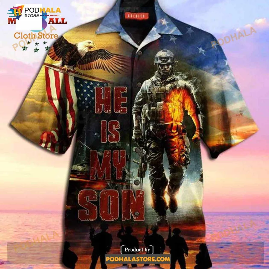 Proud Soldier Parents Tropical Shirt, He Is My Son Design Proud Soldier Parents Tropical Shirt, He Is My Son Design