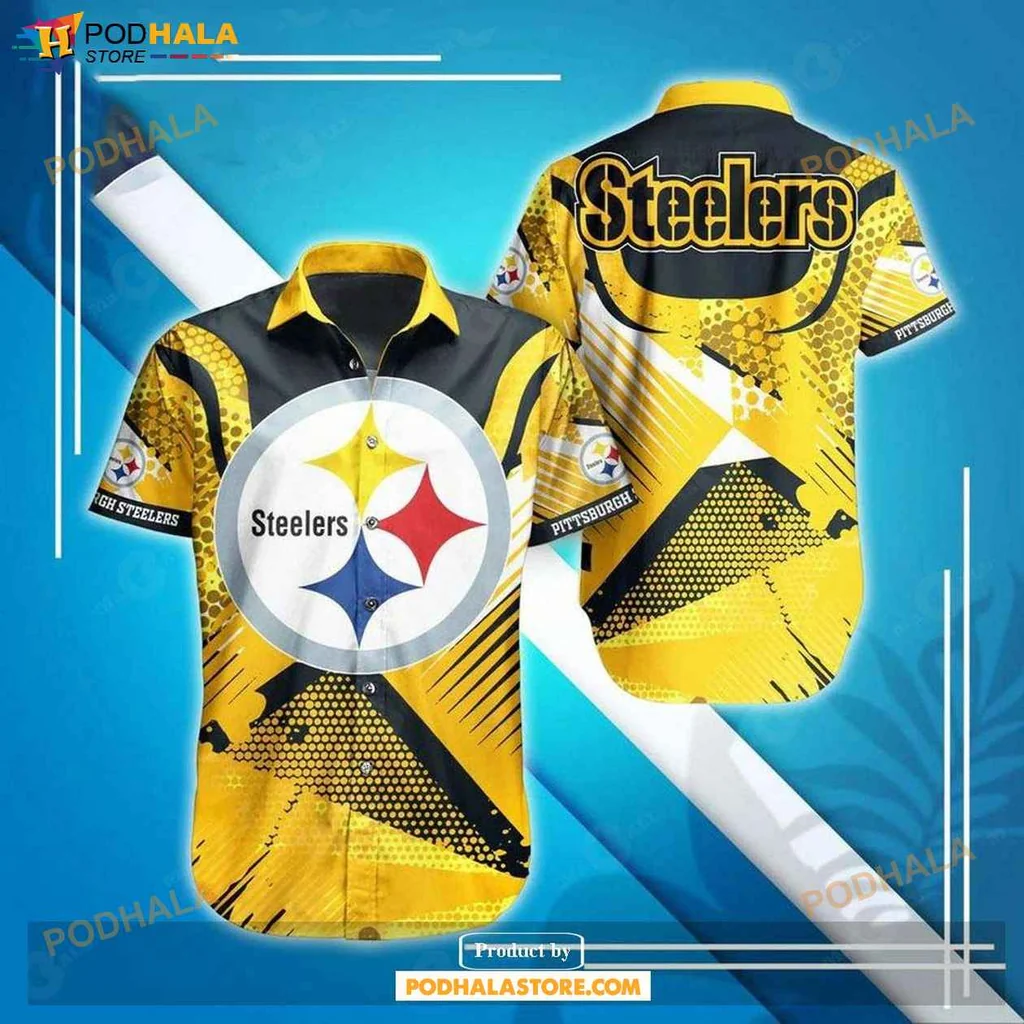Proud Steelers Fan Hawaiian Shirt, Vibrant Black And Gold Summer Button Down Shirt
