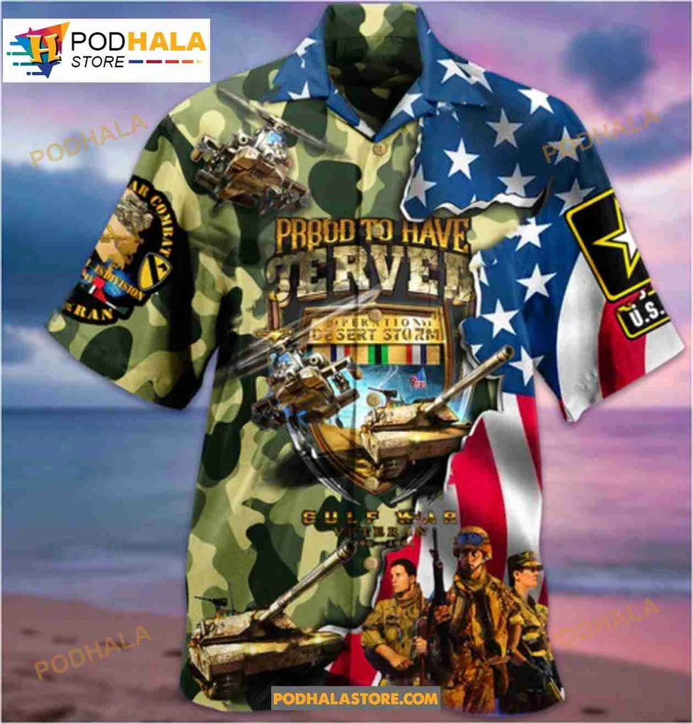 Proud To Have Served Hawaiian Shirt, Military Camouflage American Flag Design