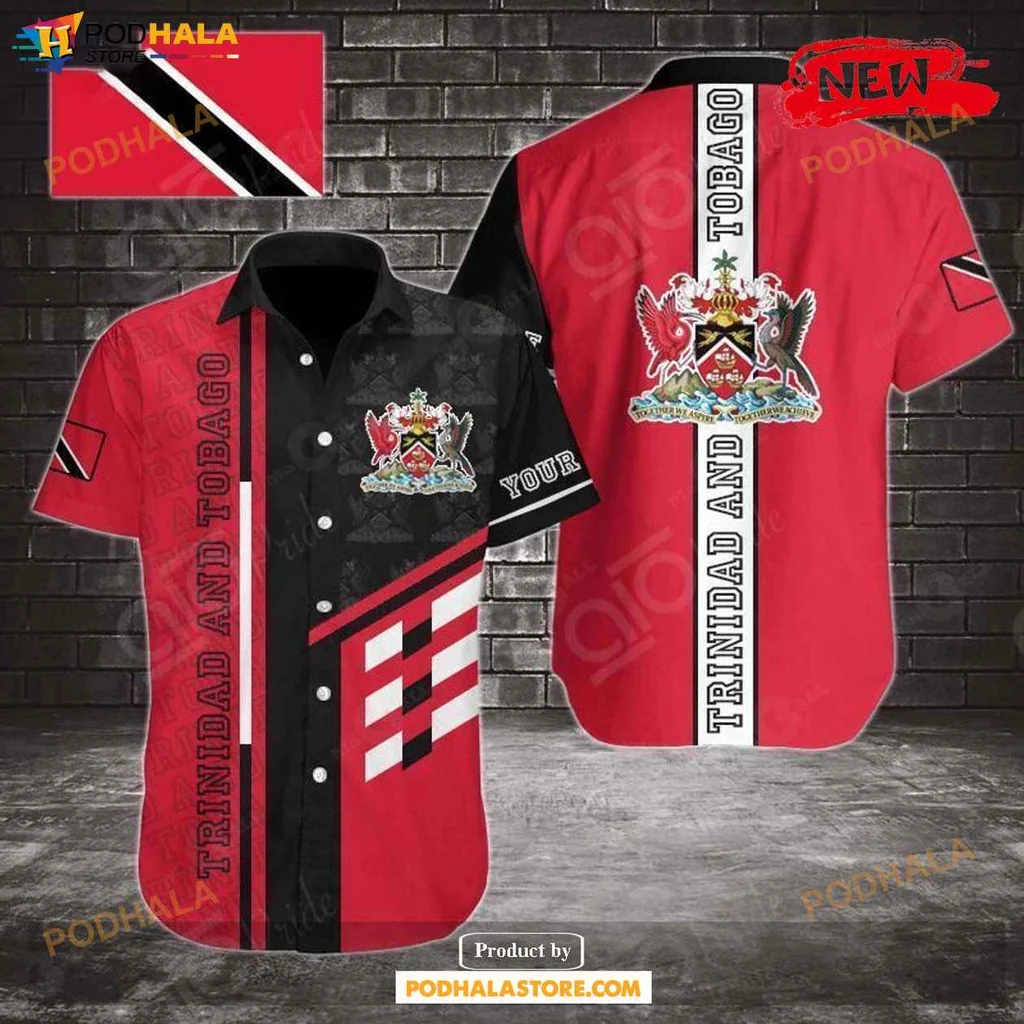 Proud Trinidad Aloha Shirt, Coat Of Arms Design Hawaiian Shirt For Cultural Pride